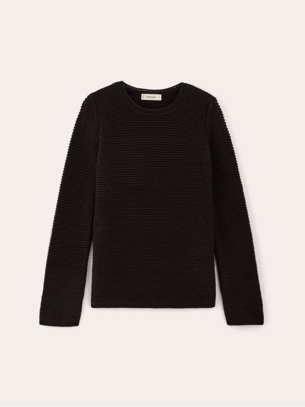 Everlane $98 THE ORGANIC COTTON OPEN-STITCH CREW Black Medium NWOT